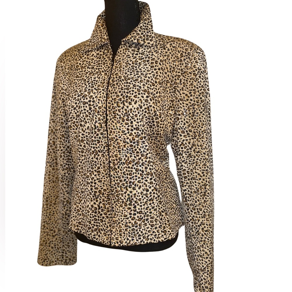 ***SOLD*** Mesmerize Leopard Print & Spangle Women's Athlesiure Jacket, szL